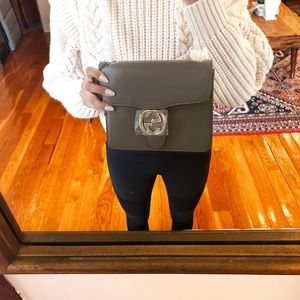 Gray Gucci Dollar Calfskin Interlocking GG